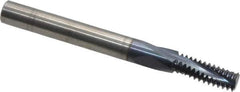 Accupro - M8x1.25 Metric Coarse, 0.235" Cutting Diam, 3 Flute, Solid Carbide Helical Flute Thread Mill - Internal Thread, 5/8" LOC, 2-1/2" OAL, 1/4" Shank Diam - Best Tool & Supply