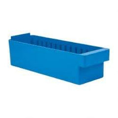 Quantum Storage - 17-5/8" Deep, Blue High-Impact Polystyrene Drawer Bin - 4-5/8" High x 5-9/16" Wide x 17-5/8" Long - Best Tool & Supply