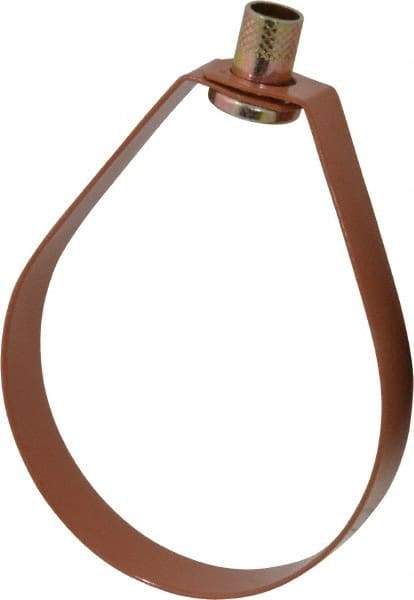 Empire - 4" Pipe, 5/8" Rod, Carbon Steel Emlok Swivel Ring Hanger - Copper Plated, 1,250 Lb Capacity - Best Tool & Supply