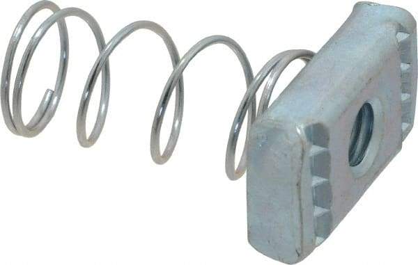 Empire - 3/8" Rod, Electro Galvanized Carbon Steel Spring Strut Nut - Used for Attaching Hanger Rod or Other Accessories to Strut - Best Tool & Supply