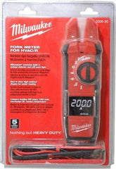 Milwaukee Tool - 2206-20, CAT IV, CAT III, Digital True RMS Clamp Meter with 0.63" Fork Jaws - 1000 VAC/VDC, 200 AC/DC Amps, Measures Voltage, Capacitance, Continuity, Current, Resistance, Temperature - Best Tool & Supply