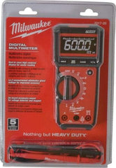 Milwaukee Tool - 2217-20, CAT III, 600 VAC/VDC, Digital True RMS Auto Ranging Multimeter - 40 mOhm, Measures Voltage, Capacitance, Current, Frequency, Resistance, Temperature - Best Tool & Supply