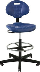 Bevco - 22 to 32" High Adjustable Height Swivel Stool - 27" Wide x 27" Deep, Polyurethane Seat, Blue - Best Tool & Supply