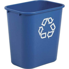 Rubbermaid - 14 Qt Blue Rectangle Recycling Container - Polyethylene, 12-1/8" High x 11.38" Long x 8-1/4" Wide - Best Tool & Supply