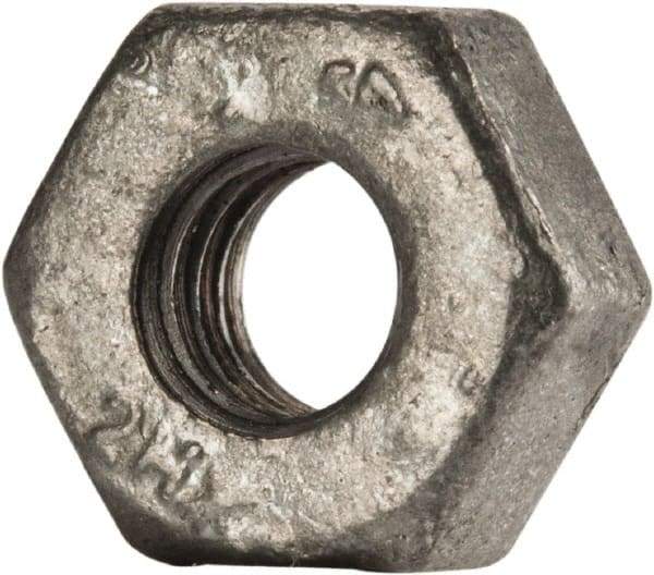 Value Collection - 1/4-20 UNC Steel Right Hand Heavy Hex Nut - 1/2" Across Flats, 15/64" High, Galvanized Finish - Best Tool & Supply