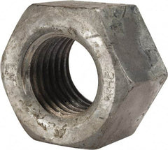 Value Collection - 1-3/8 - 6 UNC Steel Right Hand Heavy Hex Nut - 2-3/16" Across Flats, 1-11/32" High, Hot Dipped Galvanized Finish - Best Tool & Supply