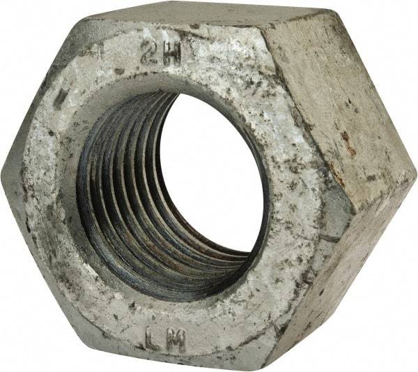 Value Collection - 2 - 4-1/2 UNC Steel Right Hand Heavy Hex Nut - 3-1/8" Across Flats, 1-31/32" High, Hot Dipped Galvanized Finish - Best Tool & Supply