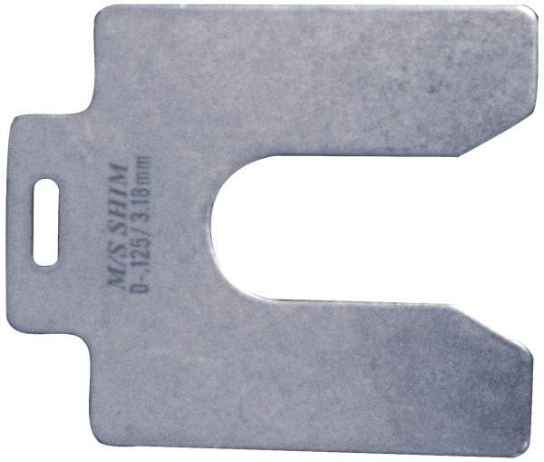 Made in USA - 20 Piece, 4 Inch Long x 4 Inch Wide x 0.009 Inch Thick, Slotted Shim Stock - Stainless Steel, 1-1/4 Inch Wide Slot - Best Tool & Supply