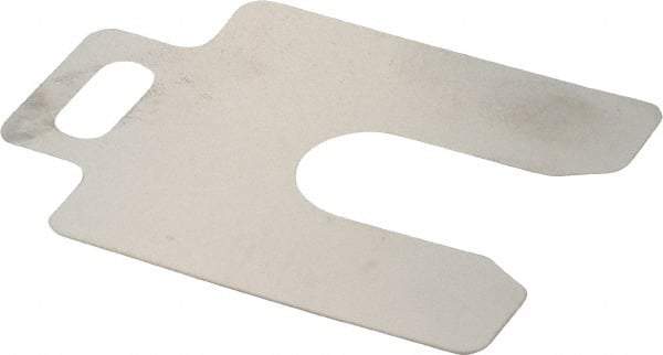 Made in USA - 20 Piece, 2 Inch Long x 2 Inch Wide x 0.002 Inch Thick, Slotted Shim Stock - Stainless Steel, 5/8 Inch Wide Slot - Best Tool & Supply