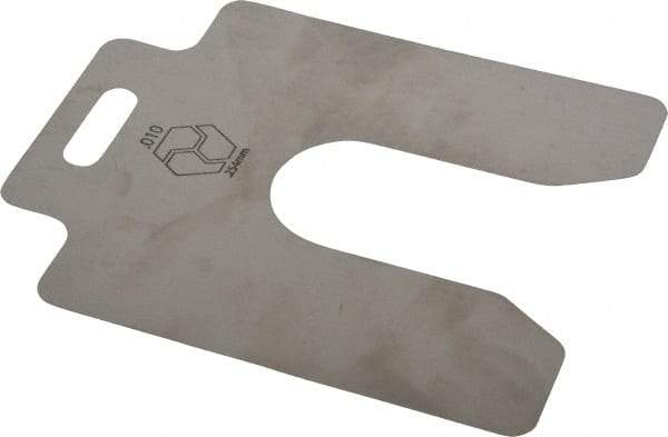 Made in USA - 20 Piece, 4 Inch Long x 4 Inch Wide x 0.01 Inch Thick, Slotted Shim Stock - Stainless Steel, 1-1/4 Inch Wide Slot - Best Tool & Supply