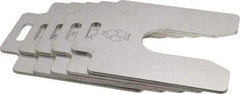 Made in USA - 5 Piece, 4 Inch Long x 4 Inch Wide x 0.1 Inch Thick, Slotted Shim Stock - Stainless Steel, 1-1/4 Inch Wide Slot - Best Tool & Supply