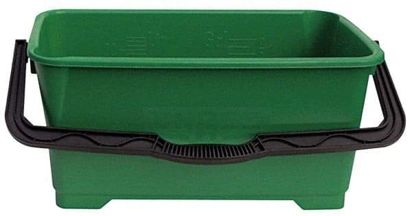 Unger - 6 Gal, Plastic Rectangular Green Bucket/Pail - Handle Included - Best Tool & Supply