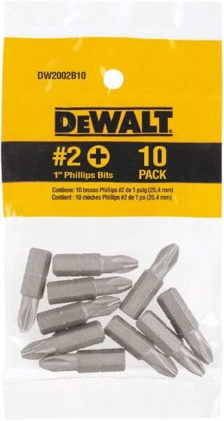 DeWALT - #2, Tip Phillips Screwdriver Bit - 1/4" Drive, 1" OAL - Best Tool & Supply