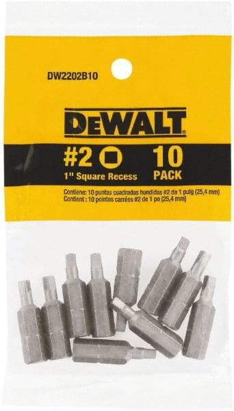 DeWALT - 1/4" Drive, Square Recess Screwdriver Bit - 1" OAL - Best Tool & Supply