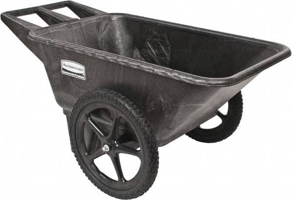 Rubbermaid - 7.5 Cu Ft, 300 Lb Capacity Wheelbarrow with 20" Radial Wheel - Plastic Handle, 58" Long x 32-3/4" Wide x 28-1/4" High, Black - Best Tool & Supply