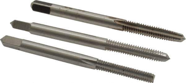 Hertel - #8-32 UNC, 4 Flute, Bottoming, Plug & Taper, Bright Finish, High Speed Steel Tap Set - 2-1/8" OAL, 2B/3B Class of Fit - Exact Industrial Supply