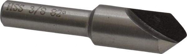 Interstate - 3/8" Head Diam, 1/4" Shank Diam, 1 Flute 82° High Speed Steel Countersink - Bright Finish, 1-3/4" OAL, Single End, Straight Shank, Right Hand Cut - Best Tool & Supply