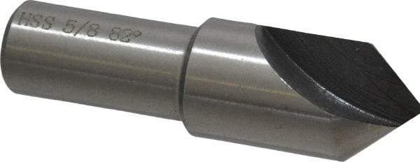 Interstate - 5/8" Head Diam, 1/2" Shank Diam, 1 Flute 82° High Speed Steel Countersink - Bright Finish, 2-1/4" OAL, Single End, Straight Shank, Right Hand Cut - Best Tool & Supply