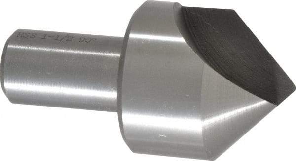 Interstate - 1-1/2" Head Diam, 3/4" Shank Diam, 1 Flute 90° High Speed Steel Countersink - Bright Finish, 2-7/8" OAL, Single End, Straight Shank, Right Hand Cut - Best Tool & Supply