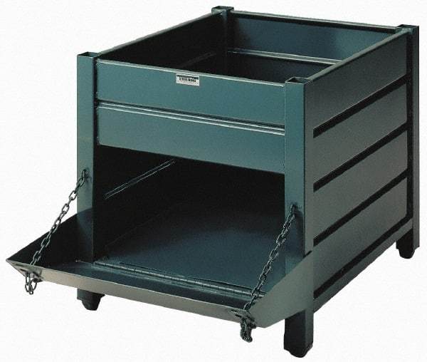 Steel King - 44" Long x 36" Wide x 24" High Steel Bin-Style Bulk Storage and Transport Container with 1 Gate - 4,000 Lb. Load Capacity - Best Tool & Supply