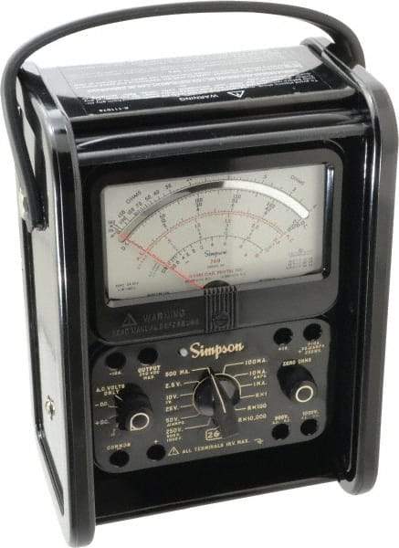 Simpson Electric - 12392, 1,000 VAC/VDC, Analog Manual Ranging Multimeter - 20 mOhm, Measures Voltage, Current, Resistance - Best Tool & Supply