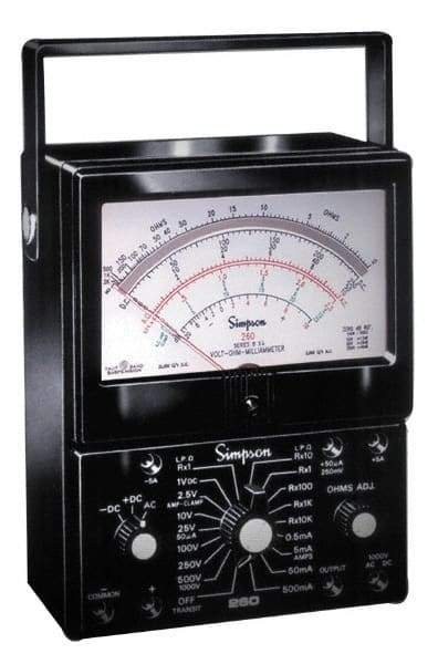 Simpson Electric - 12206, 1,000 VAC/VDC, Analog Manual Ranging Multimeter - 200 Ohm, Measures Voltage, Current, Resistance - Best Tool & Supply