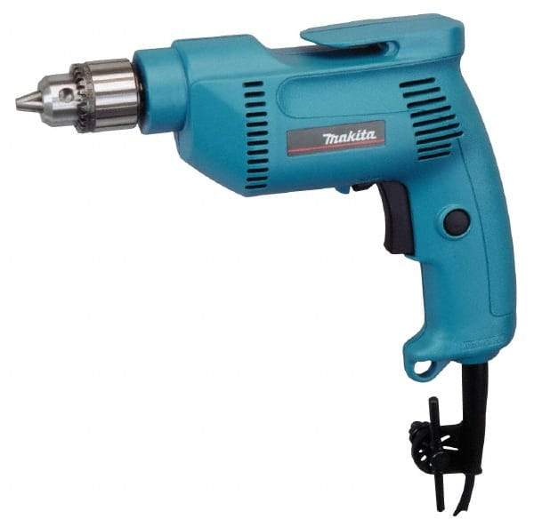 Makita - 3/8" Keyed Chuck, 2,500 RPM, Pistol Grip Handle Electric Drill - 4.9 Amps, 115 Volts, Reversible, Includes Chuck Key & Drill Chuck - Best Tool & Supply