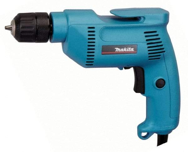 Makita - 3/8" Keyless Chuck, 2,500 RPM, Pistol Grip Handle Electric Drill - 4.9 Amps, 115 Volts, Reversible, Includes Keyless Chuck - Best Tool & Supply