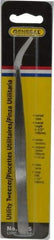 General - 6-1/2" OAL Utility Tweezers - X-LG, Curved Smooth Points - Best Tool & Supply