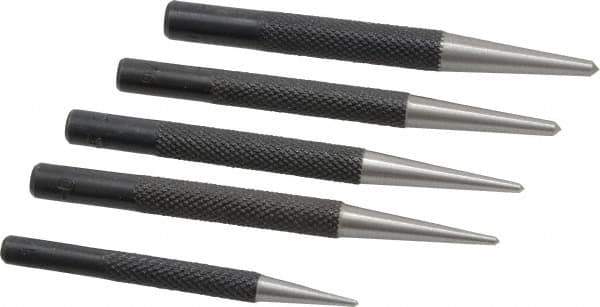 General - 5 Piece, 1/16 to 5/32", Center Punch Set - Round Shank, Comes in Vinyl Case - Best Tool & Supply