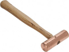 Made in USA - 1-1/2 Lb Head 1-1/4" Face Copper Nonmarring Hammer - 12" OAL, Wood Handle - Best Tool & Supply