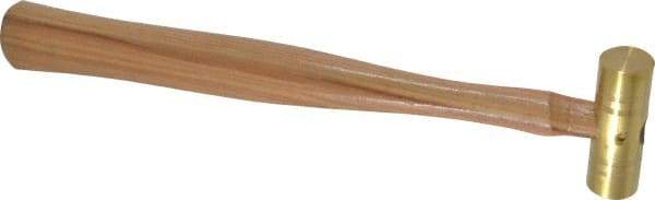 Made in USA - 1/4 Lb Head 3/4" Face Brass Nonmarring Hammer - 10-1/2" OAL, Wood Handle - Best Tool & Supply