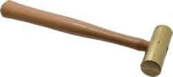 Made in USA - 1-1/2 Lb Head 1-1/4" Face Brass Nonmarring Hammer - 12" OAL, Wood Handle - Best Tool & Supply