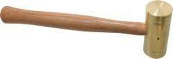 Made in USA - 3 Lb Head 1-3/4" Face Brass Nonmarring Hammer - 14" OAL, Wood Handle - Best Tool & Supply