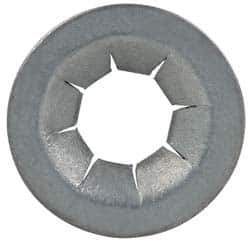 Made in USA - 17/32" OD, Spring Steel Push Nut - Zinc-Plated, 7/32" Shaft Diam - Best Tool & Supply