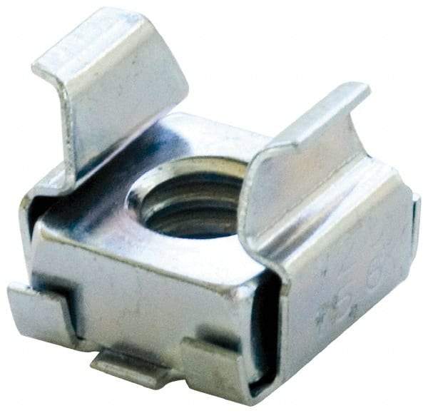 Made in USA - #6-32 Screw, 0.025 to 1/16" Thick, Spring Steel Cage Nut - Zinc-Plated Finish - Best Tool & Supply