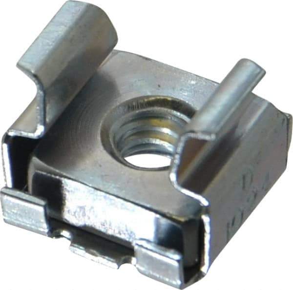 Made in USA - #10-24 Screw, 0.064 to 0.105" Thick, Spring Steel Cage Nut - Zinc-Plated Finish - Best Tool & Supply