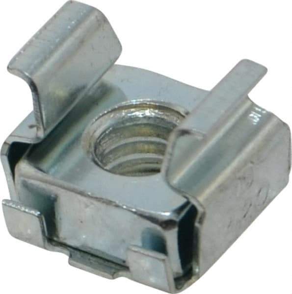 Made in USA - 1/4-20 Screw, 0.093 to 1/8" Thick, Spring Steel Cage Nut - Zinc-Plated Finish - Best Tool & Supply