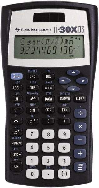 Texas Instruments - LCD Scientific Calculator - 3-3/8 x 6-3/8 Display Size, Black, Battery & Solar Powered, 1.1" Long x 6-1/2" Wide - Best Tool & Supply