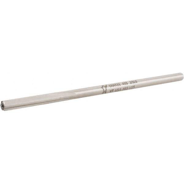 Made in USA - 1/4" High Speed Steel 6 Flute Chucking Reamer - Straight Flute, 0.2405" Straight Shank, 1-1/2" Flute Length, 6" OAL - Best Tool & Supply