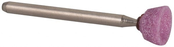 Grier Abrasives - 3/8 x 3/16" Head Diam x Thickness, B83, Inverted Cone Cupped End, Aluminum Oxide Mounted Point - Best Tool & Supply