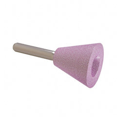 Grier Abrasives - 1-3/8 x 1" Head Diam x Thickness, A31, Inverted Cone Cupped End, Aluminum Oxide Mounted Point - Best Tool & Supply