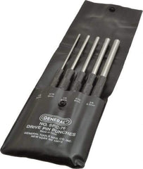 General - 5 Piece, 1/8 to 3/8", Pin Punch Set - Comes in Vinyl Case - Best Tool & Supply