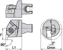 Kennametal - Insert Style NG 2R, 30mm Head Length, Left Hand Cut, Internal Modular Threading Cutting Unit Head - System Size KM3225, 22mm Center to Cutting Edge, Series Top Notch - Best Tool & Supply