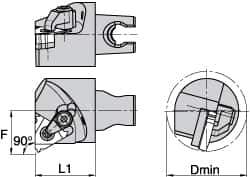 Kennametal - Insert Style LT 16NR, 30mm Head Length, Right Hand Cut, Modular Threading Cutting Unit Head - System Size KM3225, 22mm Center to Cutting Edge, Series LT Threading - Best Tool & Supply