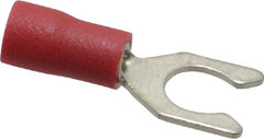 Ideal - #10 Stud, 22 to 18 AWG Compatible, Partially Insulated, Crimp Connection, Locking Fork Terminal - Best Tool & Supply