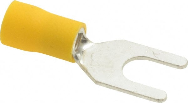 Ideal - 1/4" Stud, 12 to 10 AWG Compatible, Partially Insulated, Crimp Connection, Standard Fork Terminal - Best Tool & Supply