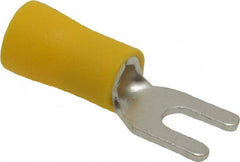 Ideal - #6 Stud, 12 to 10 AWG Compatible, Partially Insulated, Crimp Connection, Standard Fork Terminal - Best Tool & Supply