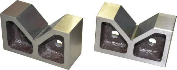 SPI - 3-1/16" Max Capacity, 90° Angle, Cast Iron V-Block - 6" Long x 2-7/16" Wide x 3-1/2" High, Sold as Matched Pair - Best Tool & Supply