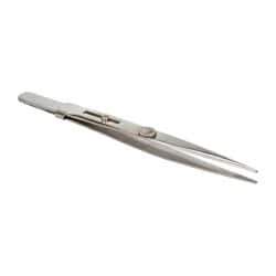 Value Collection - 5-1/2" OAL Diamond Tweezers - Medium Point with Slide Lock - Best Tool & Supply